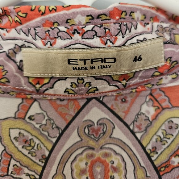 Etro cotton paisley print blouse size 46 made in Italy - Picture 1 of 9